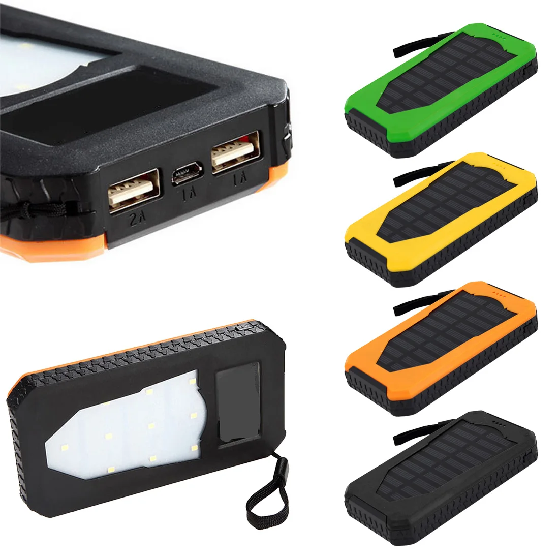 

Multifunction Solar Mobile Power Supply 8000mAh High Capacity LED Solar Panel Charger Outdoor Portable Dual USB Power Bank