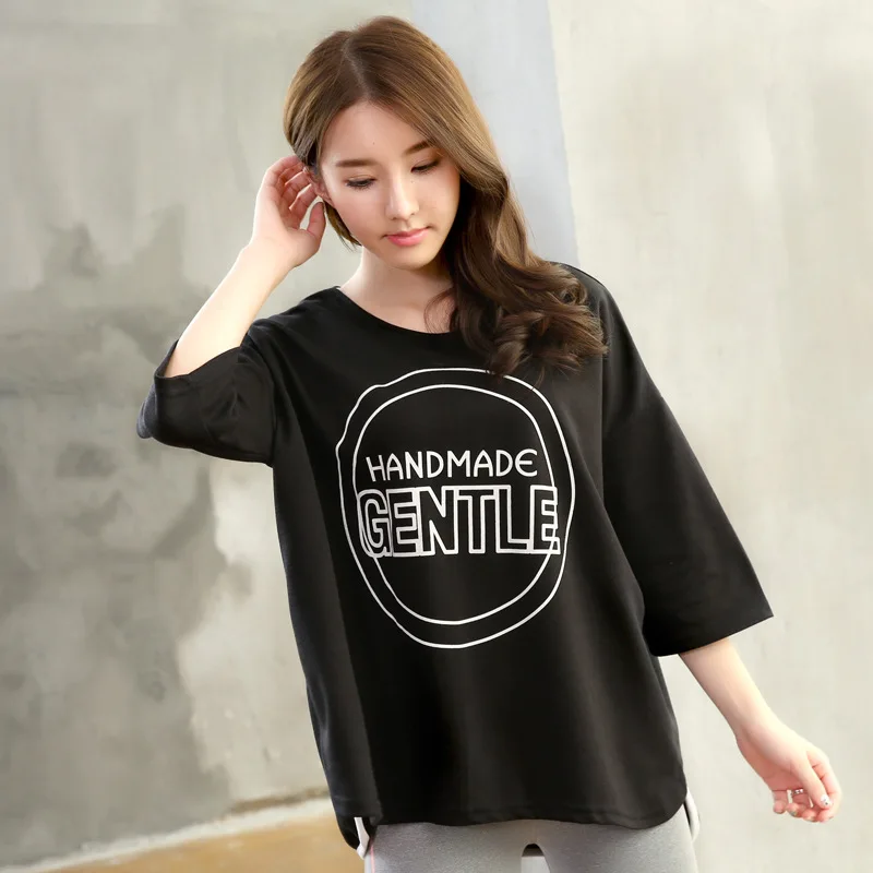 Свободные топы для тренировок женщин черный белый серый короткий рукав женский