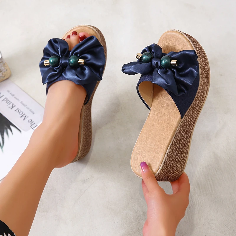 

Women's Sandals Platform Retro Shoes Woman 2021 Fashion Female Shoes Summer Bow Sandals Shoes Women Flip Flop Chaussures Femme