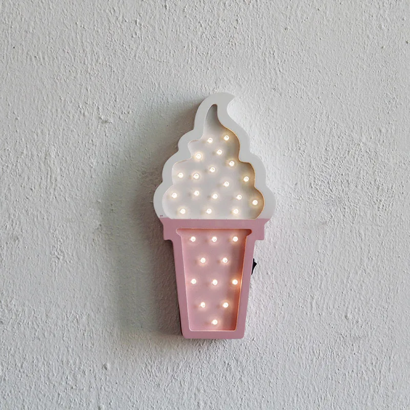 Ice cream Hinnixy привлекательный ночной Светильник для девочек в стиле замка, торта, автомобиля, радуги, детские лампы, детская спальня, домашний декоративный светильник ing - Испускаемый цвет: Ice cream