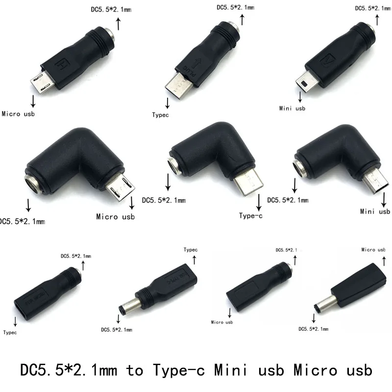Постоянный ток 5В 5 5*2 1 мм разъем питания Тип USB C USB-C Type-c * 2 мини правой и Micro