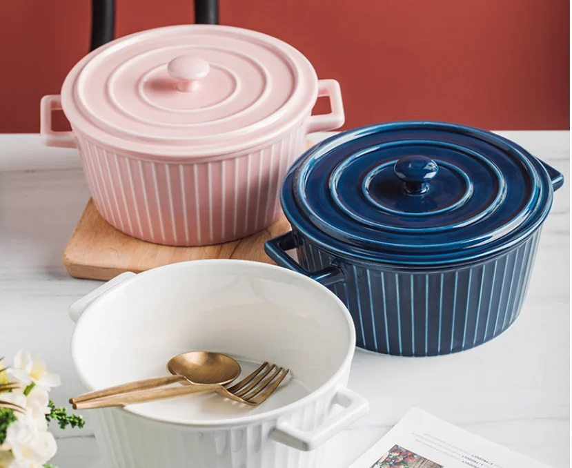 Суповая миска с крышкой в скандинавском стиле кухонные инструменты керамическая