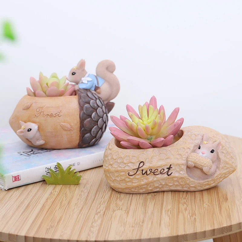 Домашний декор веселый сад мультфильм белка и орех Сад Смола мясистые цветы