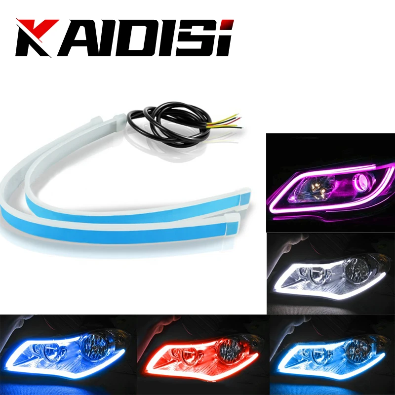 

2x Led Light Strip DRL Daytime Running Light Flowing Turn Signal lamp Auto Headlights Decorative Bulb Day light 12V For The Car