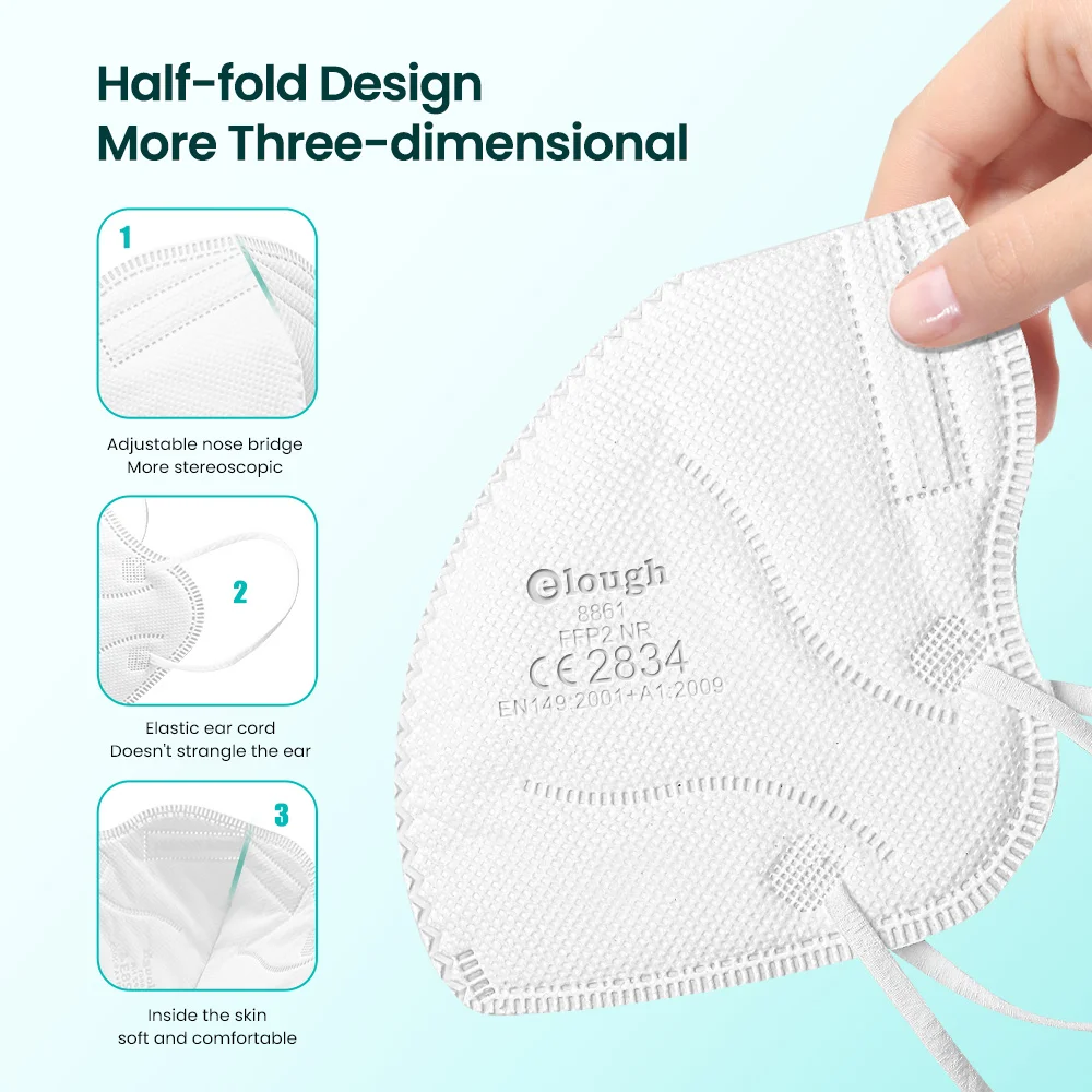 Elough Adult mascarillas fpp2 Reusable hygienic KN95 certification fashion Korean Face Mask FFP2 negras desechables | Безопасность и