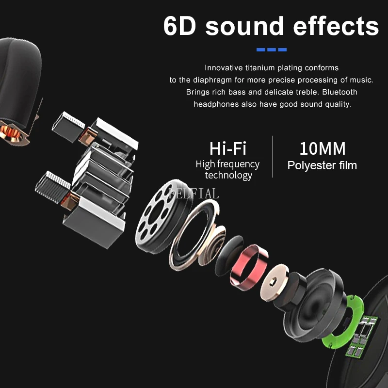 Беспроводные мини наушники Bluetooth V5.0 стереогарнитура с микрофоном спортивные для
