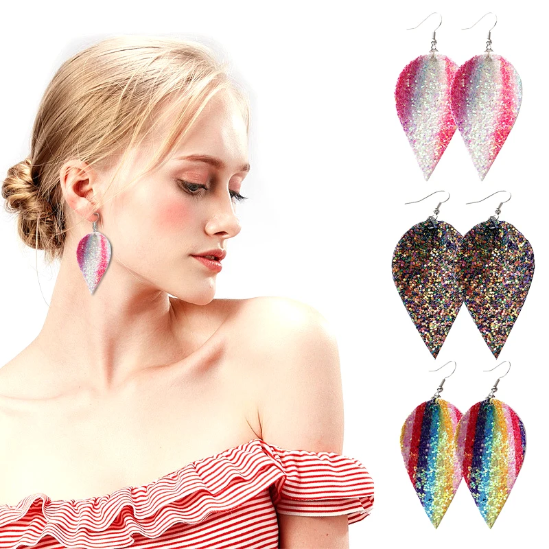 Новые кожаные серьги для женщин Модная бижутерия подвеска в виде листа