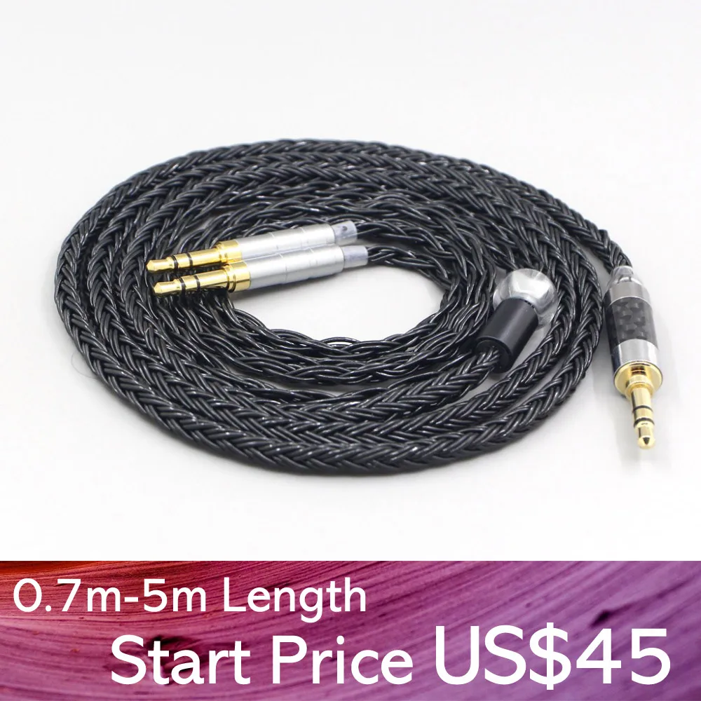 

LN007418 16 Core 7N OCC Black Braided Earphone Cable For TAGO T3-01 T3-02 studio Klipsch HP-3 Heritage 3.5mm Pin headphone