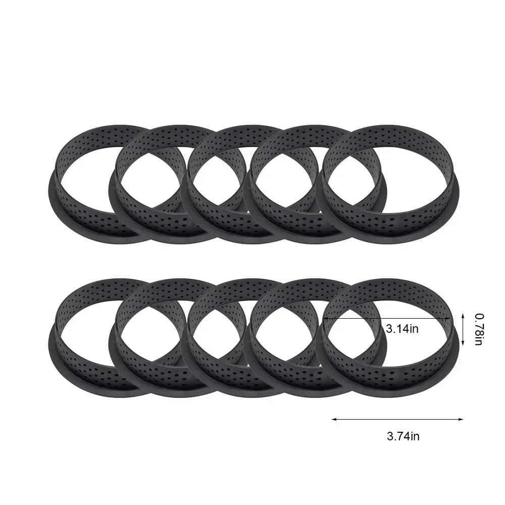 

10pcs DIY French Dessert Baking Cutter Round Shape Decorative Tool Cake Mold Tart Ring Silicone Perforated Mousse Circle