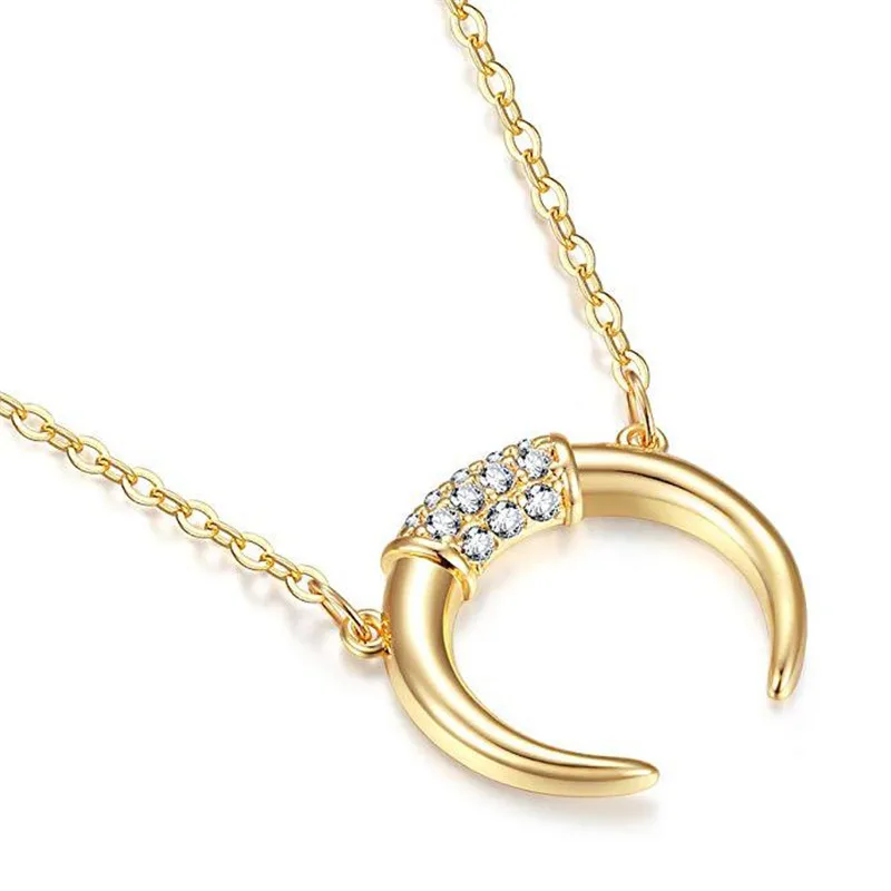 Модное полумесяц ожерелье с подвеской в форме рога для женщин цепочка ожерелья
