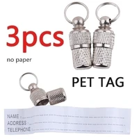 stainless steel pet tag anti lost pendant pet dog cat puppy id address name label tag barrel tube collar accessories dog jewelry