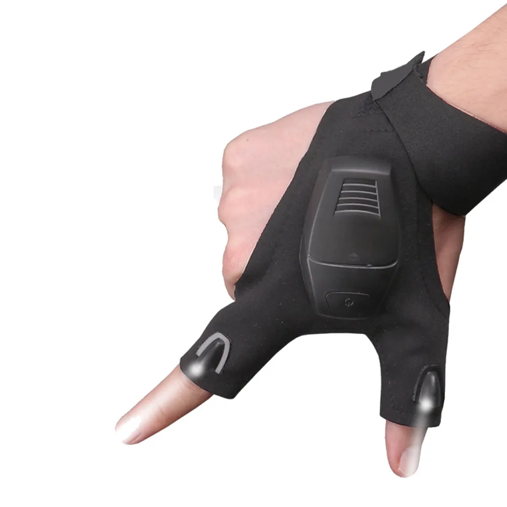 Черная уличная перчатка с волшебным ремешком для ночной рыбалки светодиодный