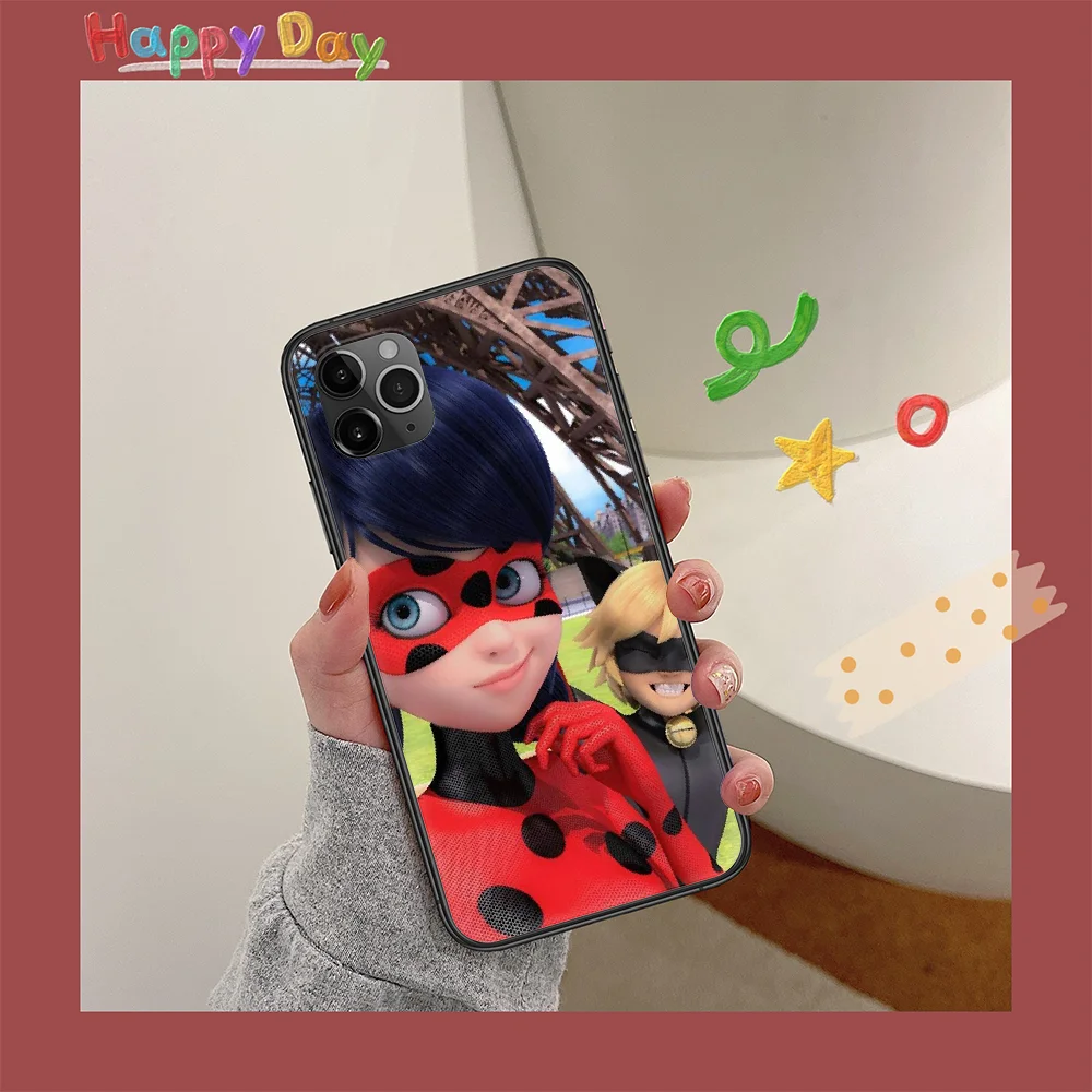 

Cute Seven Star Ladybugs Girl Phone Case For Iphone 11 12 Mini PRO XR X XS MAX 6 6s 7 8 Plus 4 5 5s SE 2020 black Shell Trend