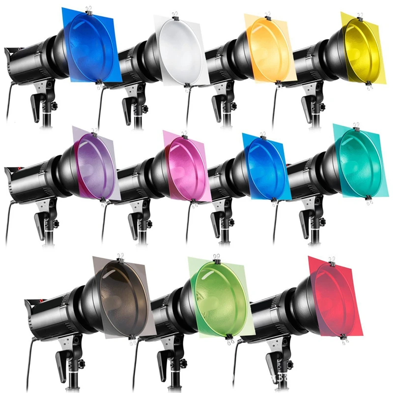 

12inch 11 Pack Different Colors of Gel Sheet Transparent Color Correction Light Gel Filter for Photo Studio Accessory