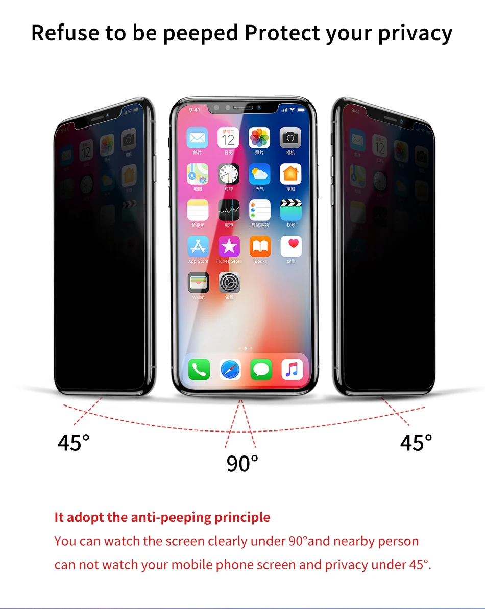 Защита экрана Baseus от шпиона для iPhone XR Xs Max стекло 0,3 мм Ультра тонкое антибликовое Защитное стекло для iPhone XR Xs Max