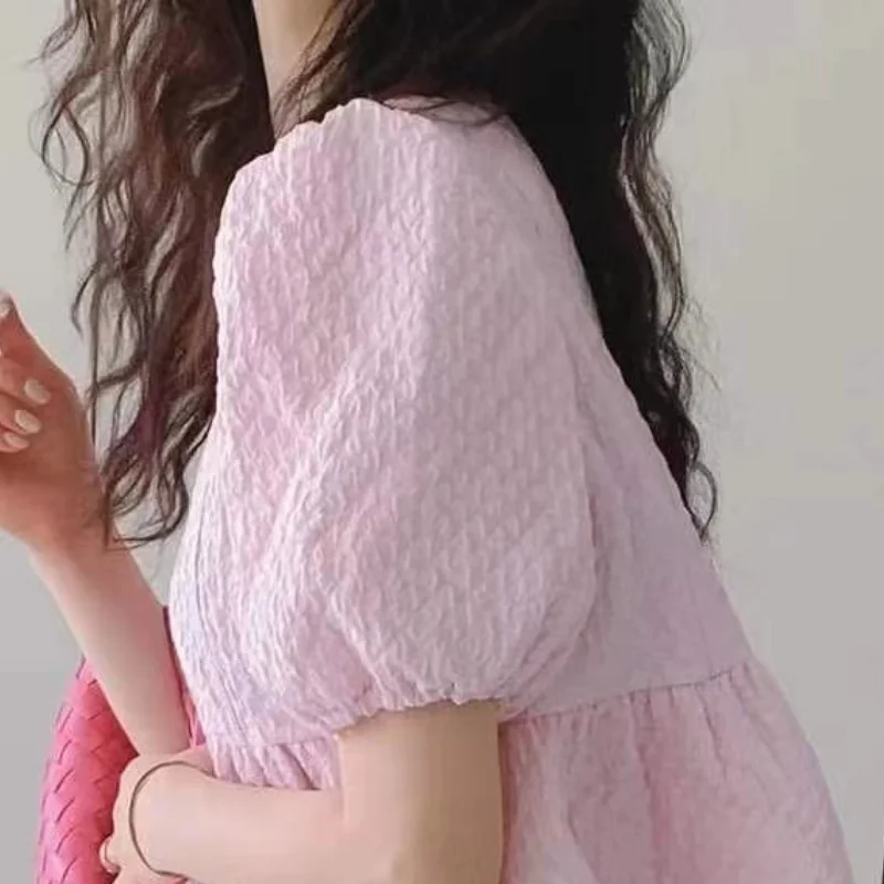 Новый летняя мода твердых женщин блузки рубашки O воротник кружева с плеча