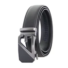 Ремень мужской из коровьей кожи, Ширина 3,5 см, черный, серый, с автоматической пряжкой