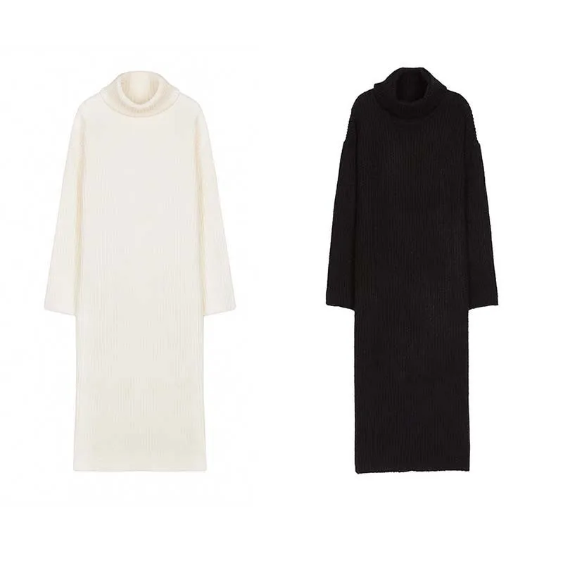 Женское платье свитер новинка 2019 модное свободное плотное газовое с высоким