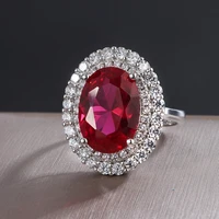 funmode new red oval ring for women bridal wedding party jewelry ring bague femme wholesale fr70