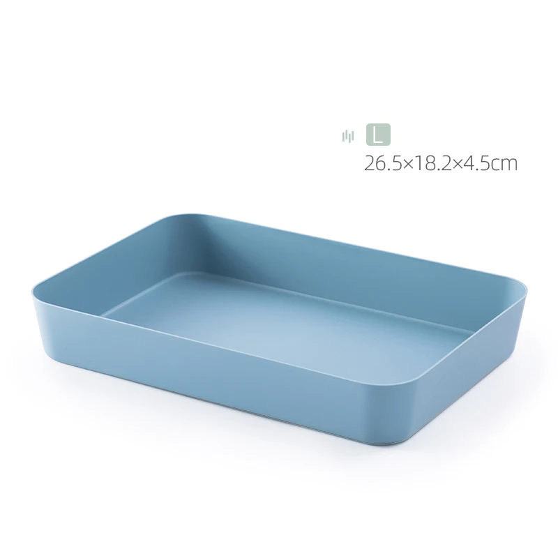 large blue BNBS пластиковый поднос для сервировки столовых приборов, органайзер для хранения столовых приборов, поднос для доуеров, Кухонные цифровые аксессуары, ящик для косметики - Цвет: large blue
