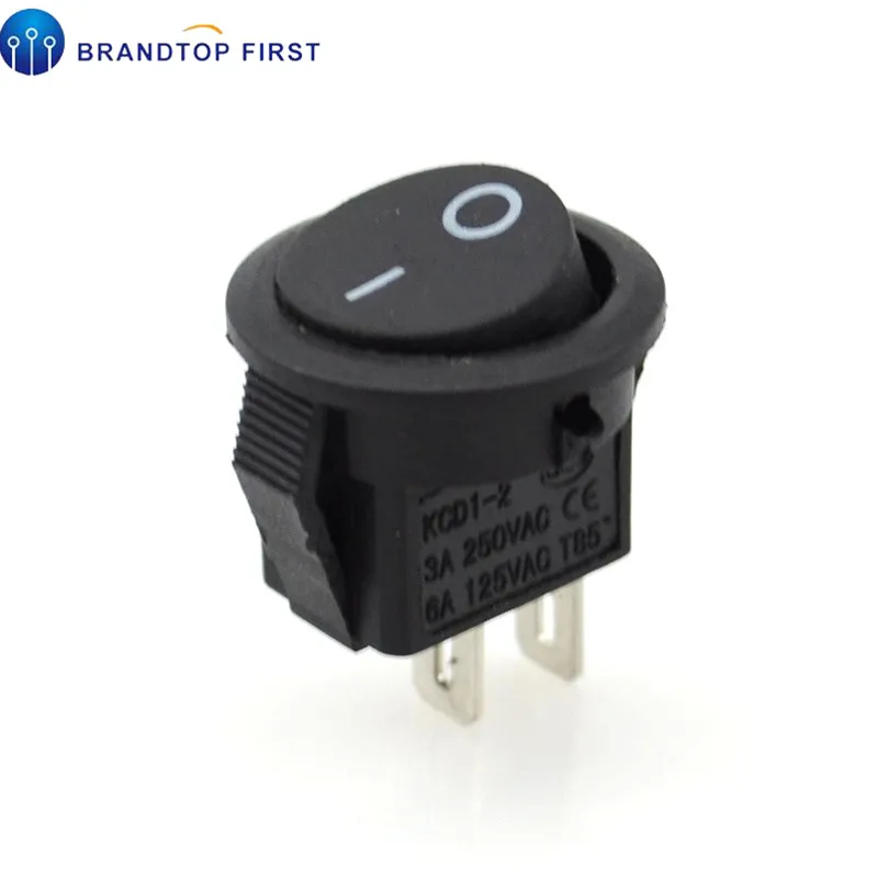 5 шт. 15 мм маленькие круглые черные 2 контактный 3A/250V 6A/125V кулисный переключатель