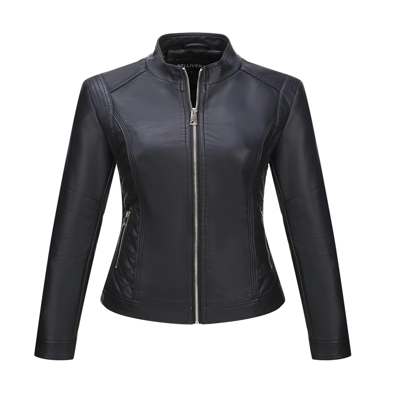 

Giolshon Luxury Faux Leather Casual Jacket for Women Spring Fall and Winter Moto Biker Streetwear Coat Women Pu Jacket