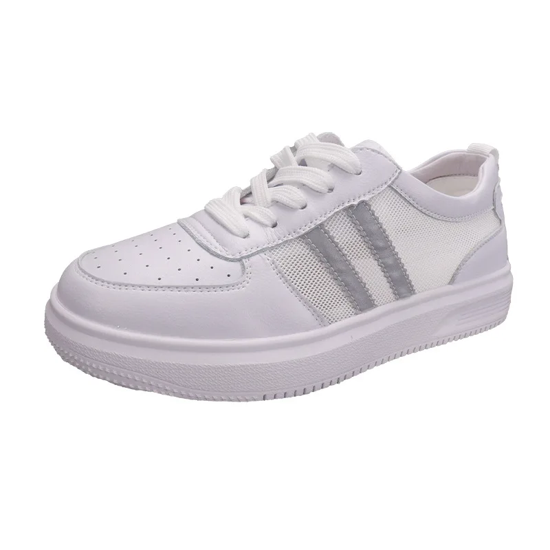 

Fashion Wenzhou women's shoes 2021 summer new breathable low top shoes round head solid color lace up leather small white shoes