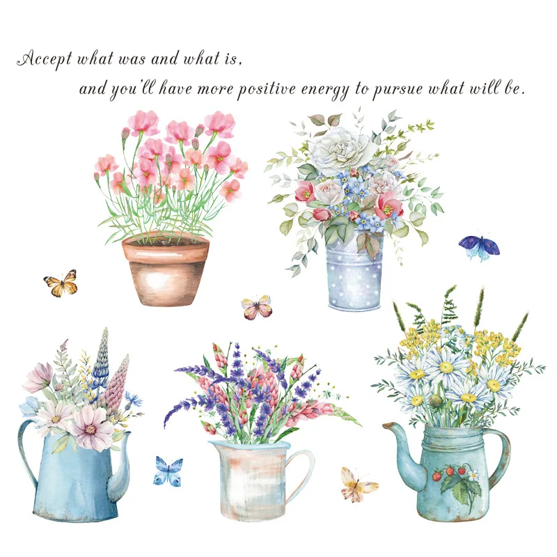 

Creative Flower Potted Wall Stickers for Living Room Bedroom Baseboard Removable Wall Decals Art Home Decor