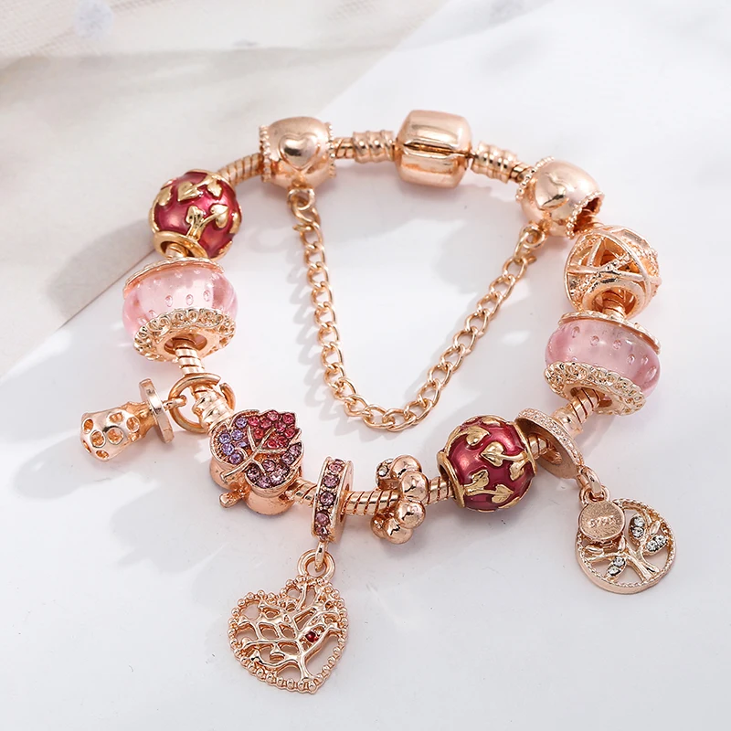 Женские браслеты-шармы BAOPON модные браслеты из розового золота с кристаллами и