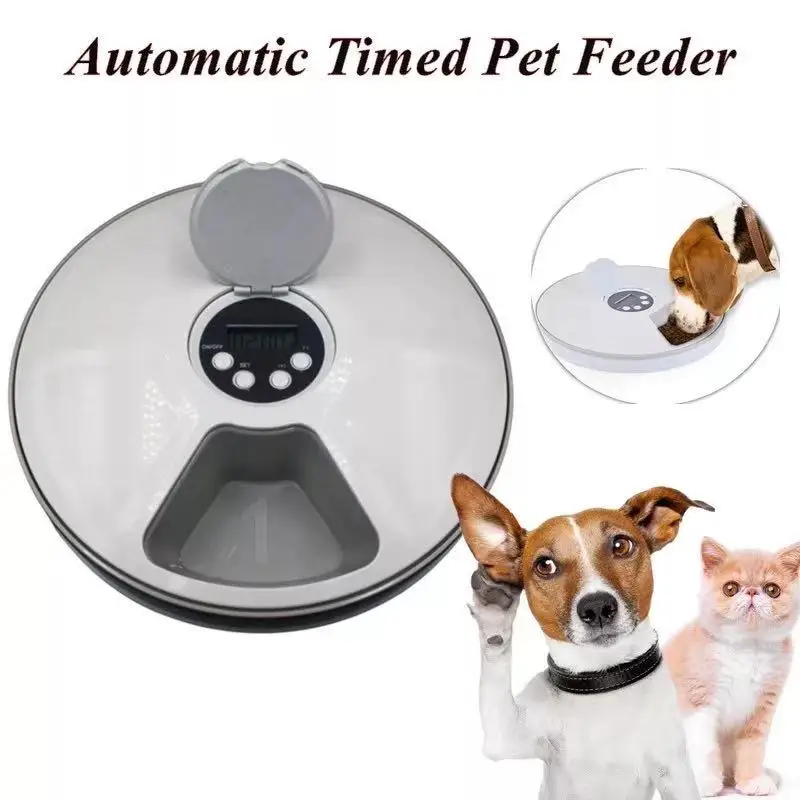 

Pet Cat Dog Feeder Automatic Pet Feeder 6 Meals 6 Grids Cat Dog Electric Dry Food Water Dispenser 24 Hours Supplies