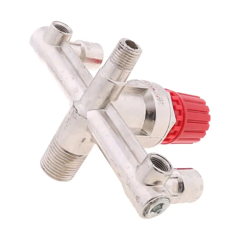 

Double Outlet Tube Alloy Air Compressor Switch Pressure Regulator Valve Fitting Part Accessories with V-ring 3 Heads Adjustable