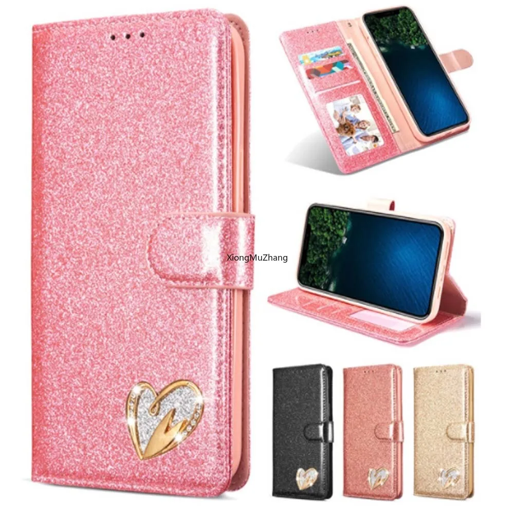 

Glitter Bling Case For Samsung Galaxy A7 2018 Flip Leather Book Love Jewell Case For Samsung A3 A5 J3 J5 J7 2017 J6 A6 A8 2018