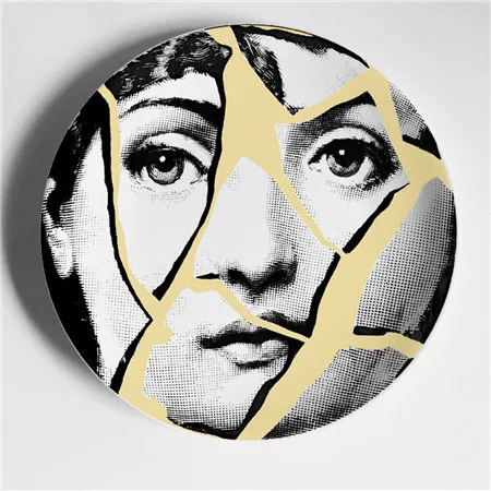 14 Fornasetti черно-белая иллюстрационная тарелка, настенная тарелка, домашний декор для отеля, человеческое лицо, керамическая посуда для декора стен - Цвет: 14