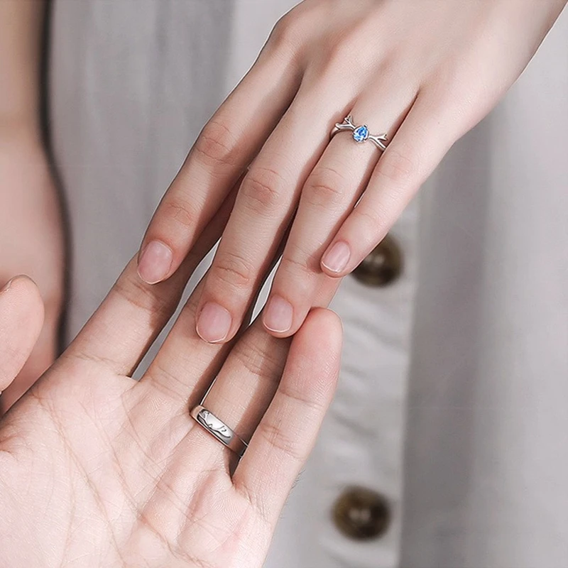

s925 sterling silver couple ring female and male pair ring to commemorate the Qixi Festival gift for girlfriend