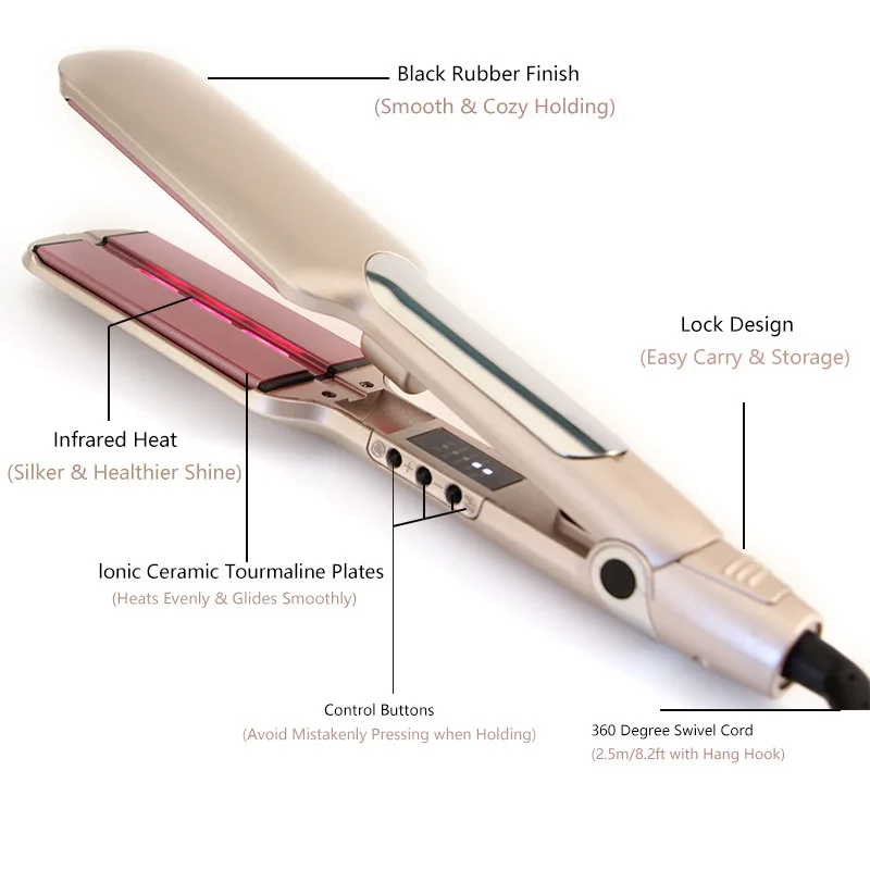 

Infrared Splint Straightener Dual-use Straight Curly Hair Inner Buckle Negative Ion Curling Iron for Women 360 Degree Rotating