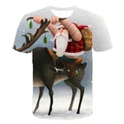 Мужская футболка с 3D-принтом Санта-Клауса, круглым вырезом