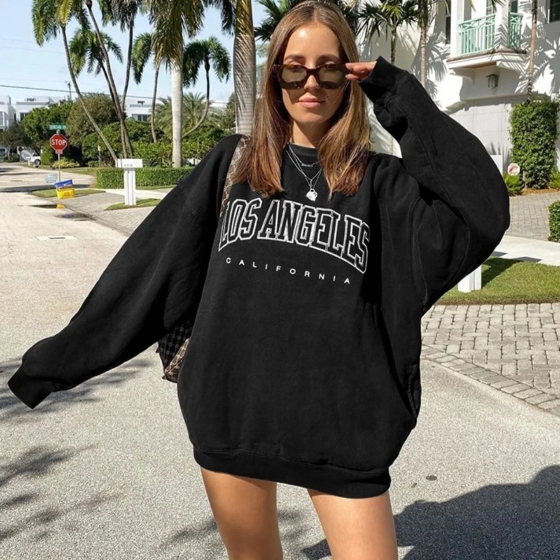 

Hoodies Women Autumn 2021 Simple All-match Letter Printed Leisure Oversize Pullovers Warm Loose Streetwear Sweatshirts -40
