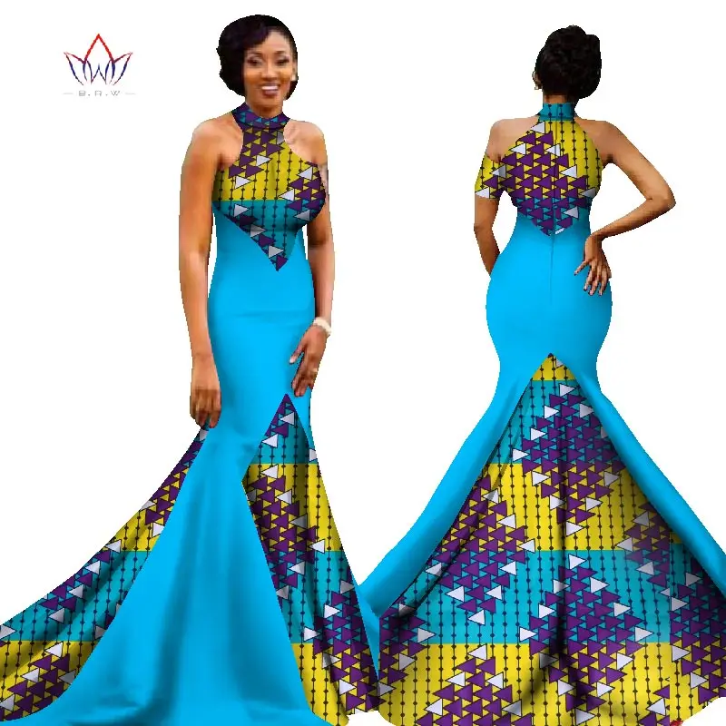 Женское вечернее платье русалка в африканском стиле без рукавов пол WY1314|gown for