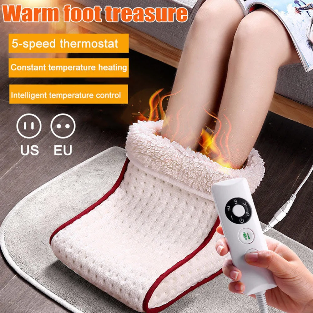 

220 - 240V 100W Soft Microwave Electric Heating Pad Heated Foot Warmer Booties Slipper Shoe for Men and Women Bed Office EU Plug