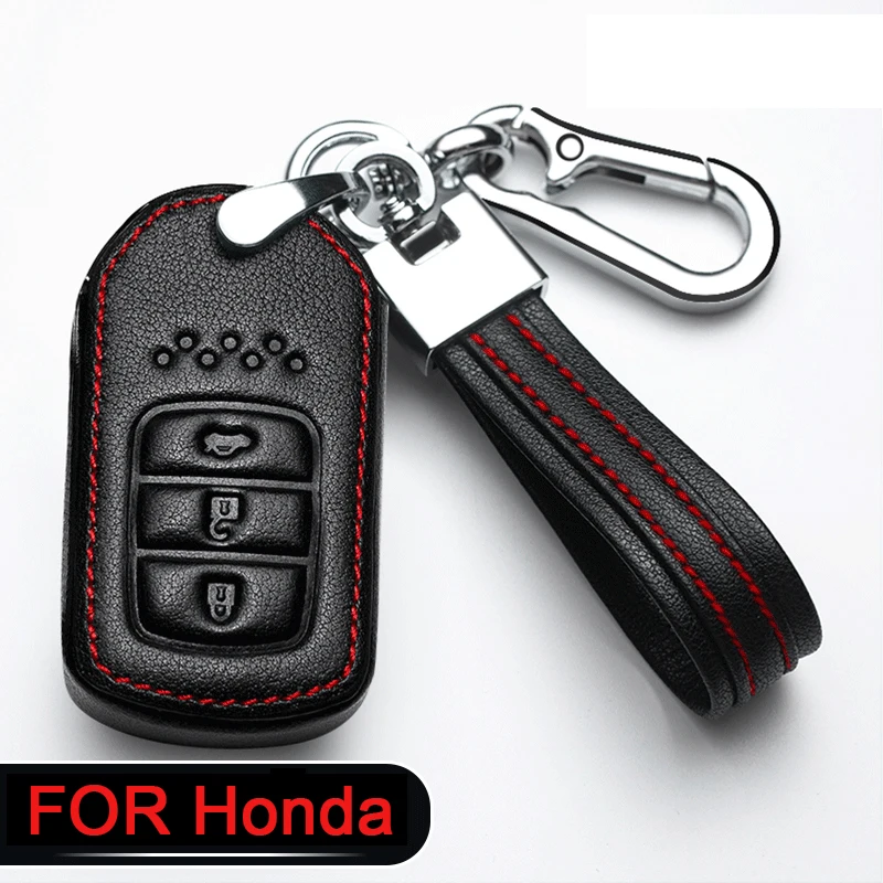 

Genuine leather car key case For Honda Accord CRV CRZ XRV URV Odyssey Civic City crosstour CRIDER VEZEL Auto metal Key Rings