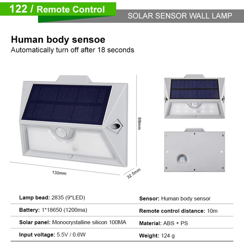 

Outdoor Solar Light Waterproof Induction LED Wall Lamp for Garden Courtyard EDF88