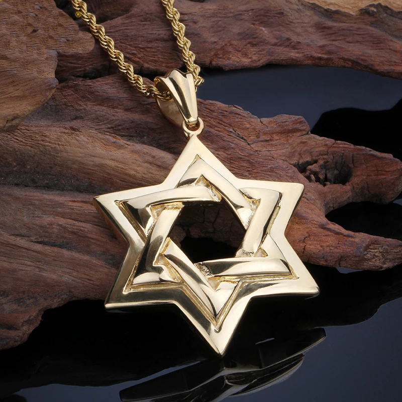 Мужская Серебряная 316L нержавеющая сталь большая звезда Давида Кулон ожерелье 3