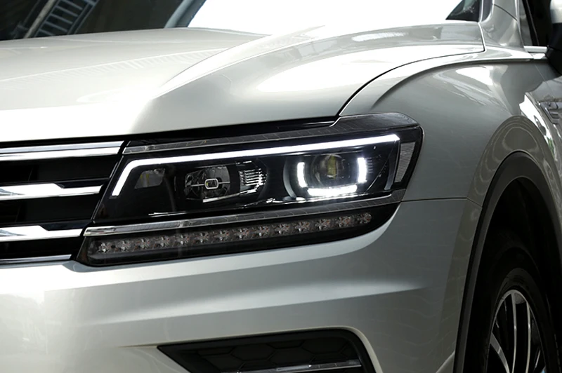 Автомобильный головной светильник для Volkswagen Tiguan светодиодный головной светильник для Tiguan передний светильник с ангельскими глазами
