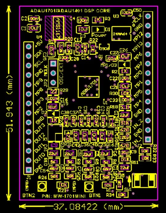 Adau1701 / Adau1401 DSP Mini Core Board | Инструменты