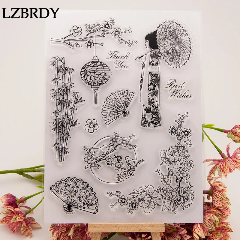 Новинка 2019 красивые марки Sakura Flower кимоно прозрачные резиновые для скрапбукинга