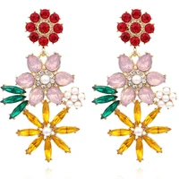 creative sweet pearl colored rhinestone flower earrings wholesale