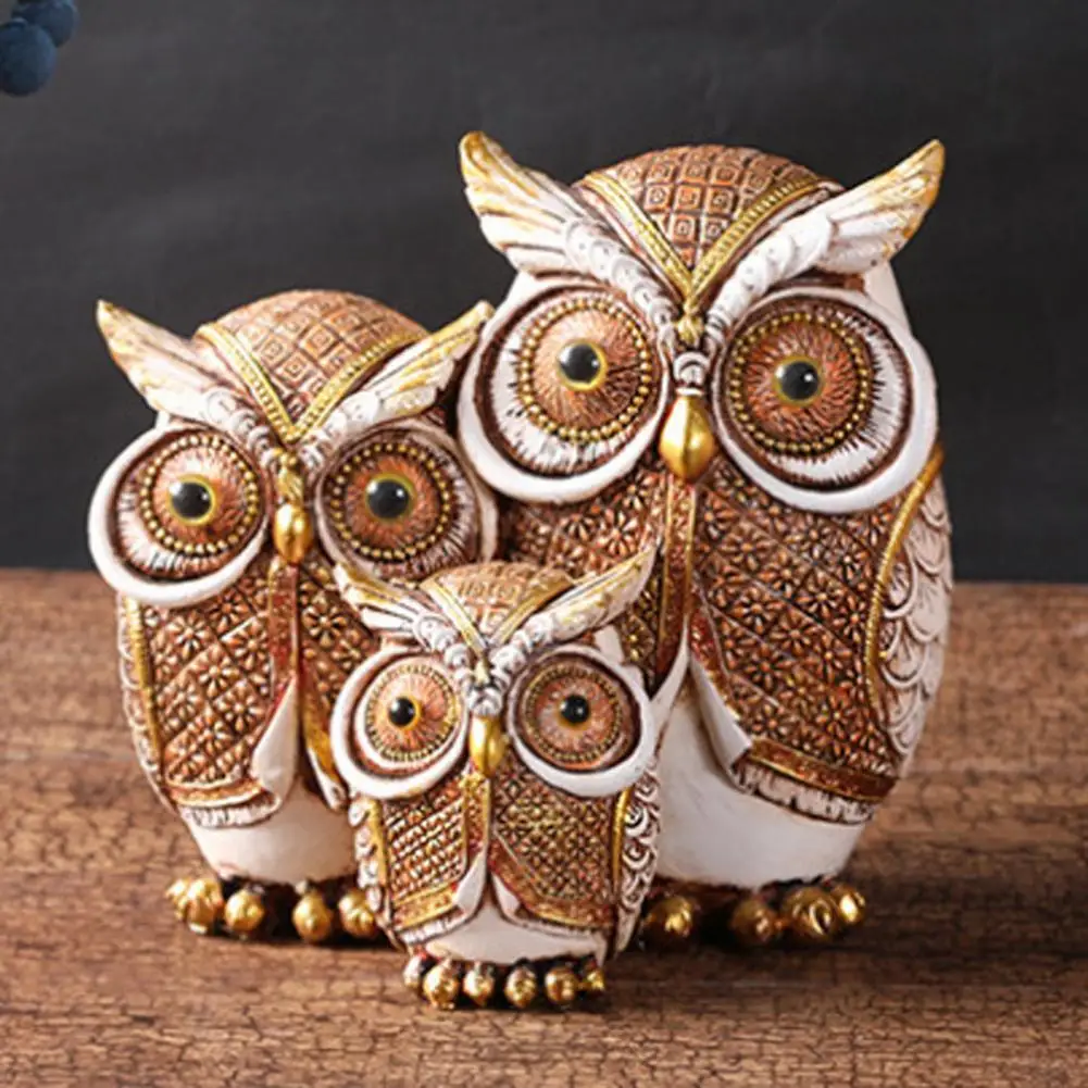 

Cute Owl Figurine Eco-friendly Anti-fade Resin Desktop Owl Statue Decor Tabletop Decorations Ornaments