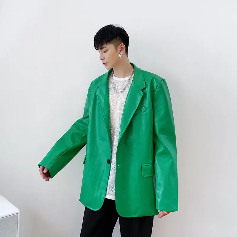 Мужской плиссированный Блейзер зеленый Яркий пиджак большого размера из