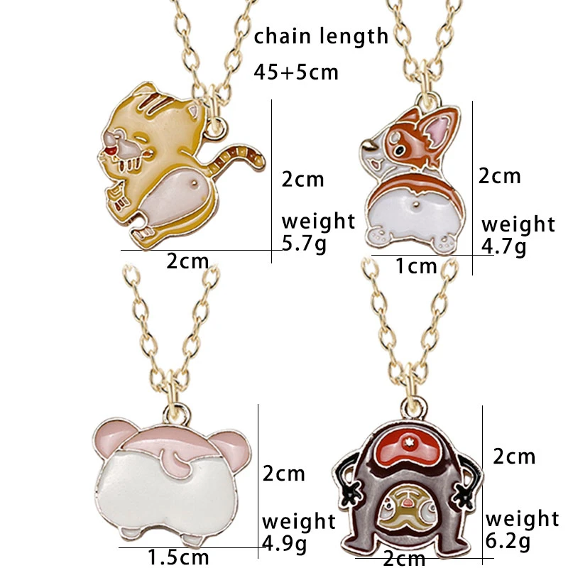 New Cute Animal Funny Action Butt Watching People Alloy Metal Necklace Pendant Men And Women Birthday Party Gifts Wholesale 2021 images - 6