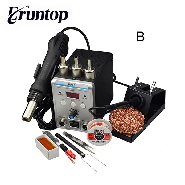 Высокое качество 750 Вт 2 в 1 SMD паяльная станция Eruntop 8586 фена+ паяльник - Цвет: B